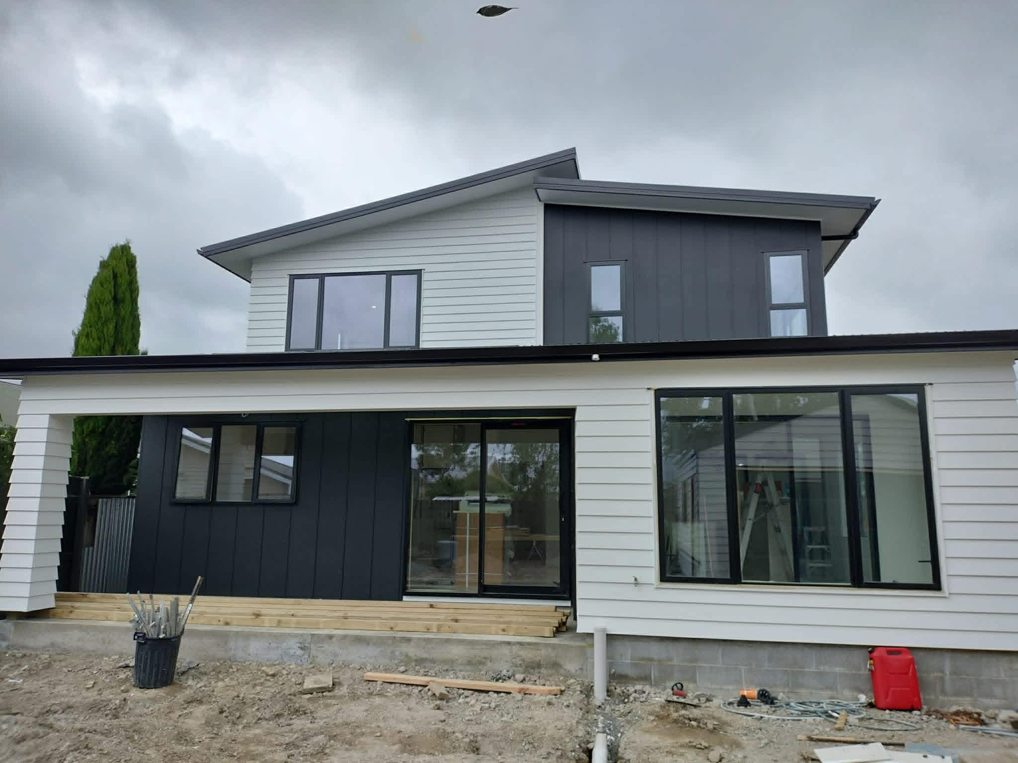 Freshly painted two-storey new build exterior